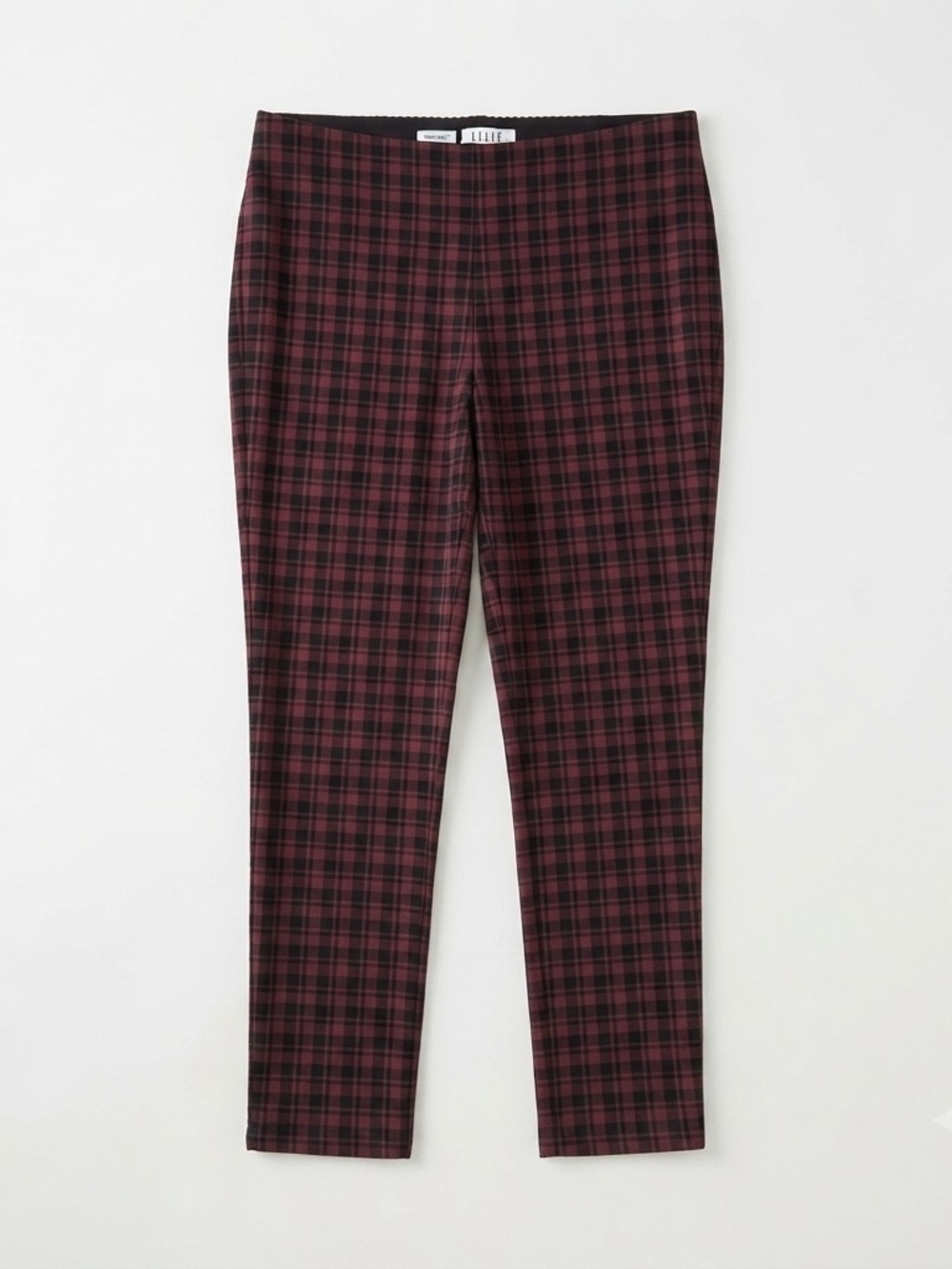 Elle Burgundy and Black Plaid Cropped Pants & Calvin Klein Top XL #267 2 Pieces